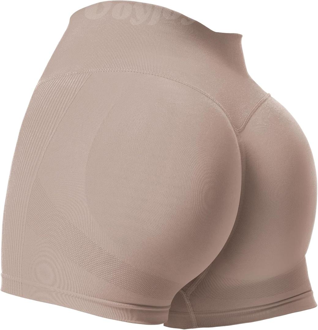 VOYJOY Women Workout Shorts 3.6" Scrunch Butt Lifting Gym Shorts Seamless Yoga Biker Shorts (X-Small, Apricot)