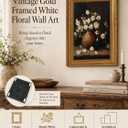 Vintage Gold Framed Wall Art for Living Room Rustic Flower Wall Decor Retro Moody White Floral Still Life Oil Painting Picture Country Floral Canvas Prints for Living Room Bedroom 16x24in