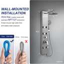 ROVATE Rainfall Shower Panel Tower System with Tub Spout, 6 Adjsutable Body Massage Jets, Flexible 5 Functions Handheld, Stainless Steel High Pressure Shower Column with Brass Valve Body