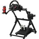 CXRCY Racing Wheel Stand with Cup Holder Height Adjustable & Foldable Steering Wheel Stand Compatible with Logitech G920 G29 G27 G25 Gaming Cockpit (Wheel and Pedals Not Included)