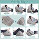 SAHEYER Inflatable Bed Wedge Pillow Set, 2 PCS Post Surgery Support Pillow for Back, Knees, Leg Pain Relief, Adjustable Sitting Pillows for Anti Snoring, Heartburn, GERD Sleeping (Grey)