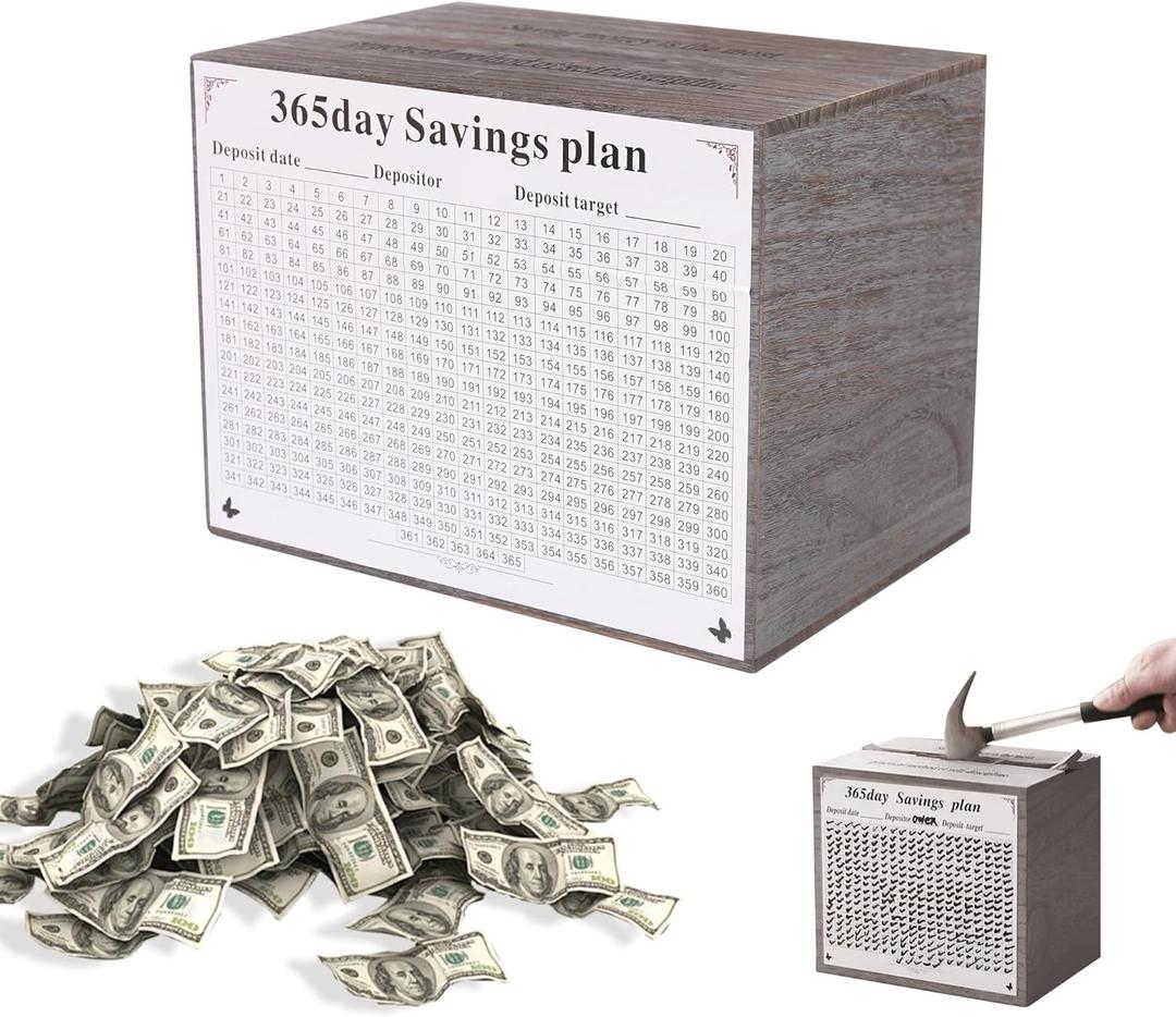 Piggy Bank for Adults-Money Bank.Suitable for Honeymoon Trips, College Funds, Car Funds. Help Budget and Save Must Break to Access Money. Gray