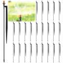 Geelin 25 Pcs 180 Degree Irrigation Sprinkler Heads with 12" Stake Drip Emitters Micro Spray with 1/4" Irrigation Tubing on Riser Stake Micro Spray Sprinkler Assembly for Garden Watering System