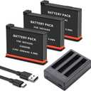 3-Pack Battery for Insta360 X3 Charger Kit and 3-Channel Fast Charger Hub, Compatible for Insta360 X3 Camera, Replacement Upgrade Battery 3.85V 1800mAh/6.9Wh