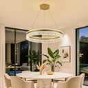 MADEM Modern Gold Led Pendant Light,36W Dimmable LED Chandelier Lighting Fixture, 1 Ring Circular Hanging Led Pendant Lighting for Living Room Dining Room Kitchen Island Foyer Office