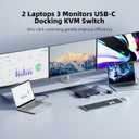 2 Laptops 3 Monitors KVM Switch 2 Port MST Dual USB-C Docking KVM Switches Triple Monitor Support Max 10Gbps USB Transfer Dual 4K@60Hz & One 1080P@60Hz Video Output, 100W PD Charging