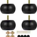 Maricome 2 Inch Black Bun Feet for Furniture Set of 4 Pre-drilled M8 Bolt Round Ottoman Couch Sofa Legs