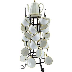 MyGift 24-Hook Rustic Black Iron Coffee Mug Holder, Tea Cup Display Stand, Drinking Glasses Baby Bottle Drying Rack Stand