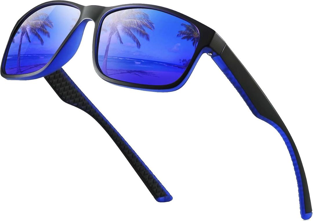 2 x Polarized Sunglasses for Men Women, Lightweight Square Mens Sunglasses UV Protection for Driving Fishing Golf