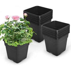 HOSTIC 5 Gallon Square Nursery Pots Flexible Plastic Pots for Plants Gallon Pot with Drainage Holes, 10 Pcs