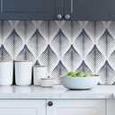 MelunMer Modern Peel and Stick Wallpaper Boho Contact Paper for Cabinet Stripe Geometric Contact Paper Self Adhesive Removable Wallpaper for Bedroom Bathroom Waterproof Blue and White 197inL17.3inW