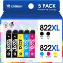 822XL Ink Cartridges Combo Pack Remanufactured Replacement for Epson 822XL Ink Cartridges 822XL Work for Epson WF-3820 Printer WF-4820 WF-4830 WF-4833 WF-3823 WF-4834 (5 Pack)