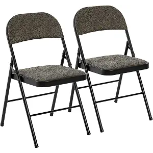DUMOS Padded Folding Chairs 2 Pack, Dining Patio Chairs, Outdoor Home
Fabric Padded Cushion Back, Portable Stackable, Wedding Party, Patio Garden, Black Grey