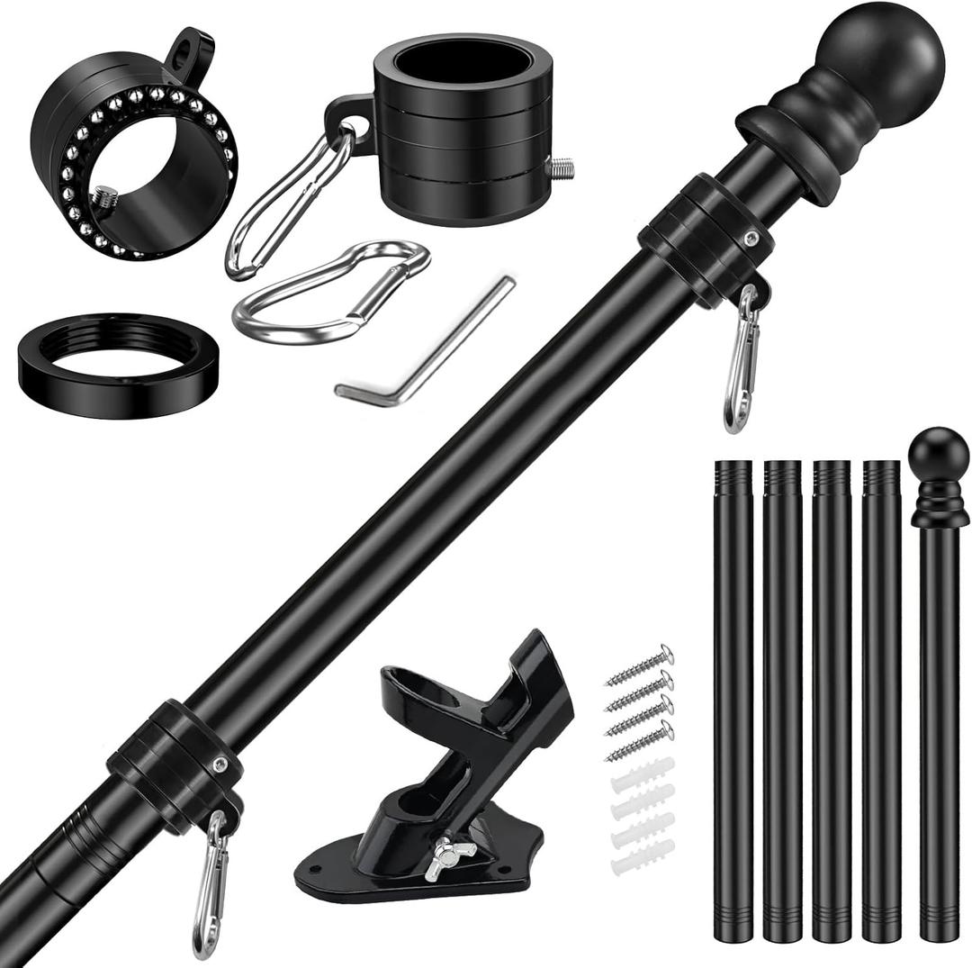 Flag Pole, 360 Spinning 5FT Flag Pole for Outside House Garden Yard, Tangle Free, Rust Proof and Wind Resistant Aluminum Flagpole, Residential or Commercial Use