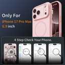 4 x Magnetic for iPhone 17 Pro Max Case, [Matte Solid Color] [Full Camera Protection] Protective Case for iPhone 17 Pro Max - Pink