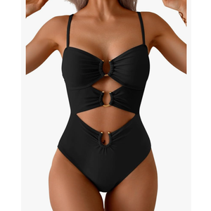 Eomenie One Piece Swimsuit for Women Ring Linked Monokini Sexy Bathing Suit Cutout Swim Suit, Size S