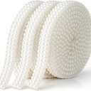 3 Rolls Pearl Ribbon, Rhinestone Ribbon Crystal Tape Strips Bling Rhinestone Strand Pearls Strips Trim Pearl Wrap Roll Stickers for DIY Crafts Wedding Birthday Party Decoration (3 Yard)