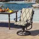 Arden Outdoor Patio Dining Chair Cushion, 20x44, Rain-Proof Seat Pad, Fade-Resistant Outdoor Cushion Tan Diamond Trellis
