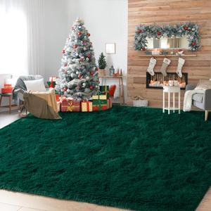 Kelarea Area Rug for Living Room, 6x9 Non-Slip Dark Green Rug Fluffy Soft Shag Rugs, Fuzzy Shaggy Plush Carpet for Bedroom, Nursery Rooms, Home Dorm