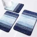 Arotive Bathroom Rugs Set 3 Piece, Extra Soft and Absorbent Bath Rugs, Machine Wash Dry Bath Mats for Bathroom, Toilet, Tub and Shower, 24x16, 30x20 and U-Shaped 24x20, Blue