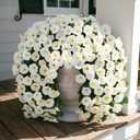 florisso ArtificialFlowers for Outdoor Decor, 2 Pcs Fake Silk White Morning Glory Long Vines UV Resistant Look Real for Home Porch Patio Balcony Planter Decoration