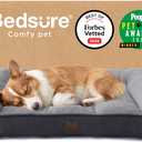 Bedsure SupportMax Orthopedic Dog Bed Medium Size Dog - Extra Thick Supportive Medium Dogs Beds with Waterproof Washable Cover, Comfort Pet Bed Sofa with Soft Sherpa and Nonskid Bottom, Grey, 35"