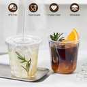 100 Pack 12 oz Round Bottom Clear Plastic Cups with Lids and Straws, Disposable Iced Coffee Cups To Go Cups for Cold Drinks, Smoothie, Juice, Milkshake