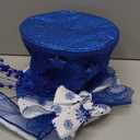 Poen Christmas Tree Topper Hat Shiny Sequins Top Hat with Bow Lengthened Ribbon Tree Topper Santa Christmas Decorations for Xmas Gift Ideas Holiday Winter Party Ornament Supplies(Royal Blue)