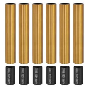PATIKIL 5" Tall Candle Covers Sleeves, 6Pcs Metal E12 Chandelier Socket Sleeves with Insulation Heat Shrinkable Flame Retardant Tube Bulb Light Base Holder for Lamps, Golden Bronze