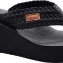 MALIDA Womens Wedge Arch Support Flip Flops Cushion Soft Rubber Midsole Platform Thong Sandals with Rubber Sole (Black)