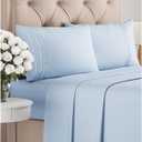 Queen Size 4 Piece Sheet Set - Comfy Breathable & Cooling Bed Sheets Set - Hotel Luxury Bedding for Women, Men, Kids, Teens, Boys & Girls - Deep Pockets, Ultra-Soft, Wrinkle Free - Oeko-Tex - Sky Blue