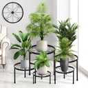 CADANI 5 Pack Metal Plant Stands for Outdoor Indoor, Anti-Rust Iron Flower Pot Stand, Heavy Duty Plant Pot Stand for Multiple Plant, Decoration Racks for Home, Patio & Garden, Black