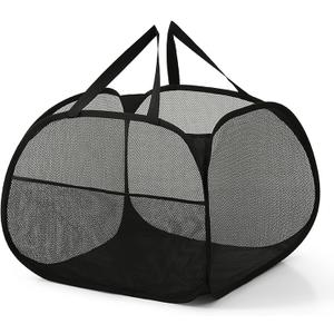 Mesh Laundry Basket,Foldable Mesh Laundry Basket,Simplized Popup Laundry Hamper,90L/24 gallons (black) 