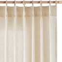 Jinchan Pinch Pleated Linen Blend Curtains 63 Inch 2 Panels Light Filtering Modern Farmhouse Back Tab Drapes for Living Room Bedroom Beige