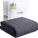 YnM 15lbs Weighted Blanket for Adults, Heavy Bed Throw Blanket with Cooling Glass Beads for All Season Use, Ideal for ~90lbs (48x72 Inches, Twin/Full, Dark Grey)