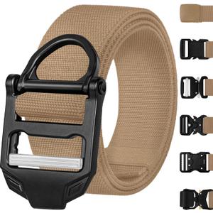 TECEUM Tactical Belt  Coyote B4 S  Heavy-Duty Military, Work, Hiking,Rigger, Utility, EDC Mens Belts  Quick-Release  Nylon Web