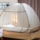 Pop-Up Mosquito Net For Bed - Double Door Portable Bed Tent (47.2x78.7in), Indoor/Outdoor Insect Screen With Net Bottom & Blue Edge