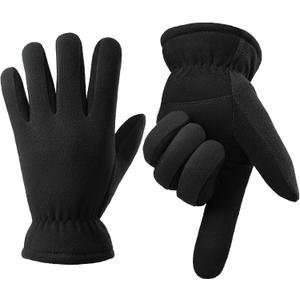 Winter Gloves for Men Women: -20F Thermal Warm Deerskin Polar Fleece Cotton Glove (Large, Denim-black)