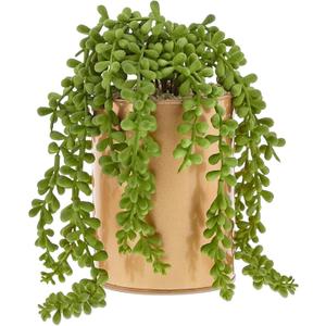 Juvale String of Pearls Plant Artificial - Water-Free Display for Home & Shelf Decor - Event-Ready Table Plant for Living Room & Kitchen Decor - Compact Desk Accent & Indoor Greenery - 4x6.5 in, Iron