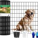 Welded Wire Fence 24inch x 25ft, Black PVC Coated Garden Fencing, 2 inch x 3inch 16Gauge Chicken Wire Fence Roll, Anti-Rust Metal Fencing for Yard Plant Protection Poultry Netting