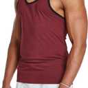 MIZOK Mens Gym Workout Sleeveless Tank Top Color Block Muscle Racerback Athletic Tops Ribbed Knit Shirt (XX-Large, Red)