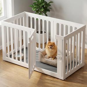 Dog Playpen with Door, Portable Large Puppy Playpen for Indoor & Outdoor Use, Tool-Free Assembly Modern Pet Play Pen for Dogs, Cats & Small Animals (6 Panels - 40"L x 20"W x 24"H)