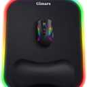 Gimars RGB Mouse Pad with Wrist Rest Support, 12 x 10 in Extra Large Ergonomic Gaming Mouse Pad with 10 LED Lighting Modes, Non-Slip Rubber Base for PC Gaming & Office