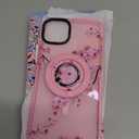 for iPhone 15 Plus Case for Women - Girls Kawaii Design Compatible with Magsafe Magnetic Ring Holder Stand Peach Blossom Phone Covers Aesthetic Girly TPU Funda for 15 Plus