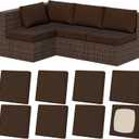 8Pcs Stretch Patio Cushion Covers, Outdoor Couch & Sofa Replacement Slipcovers for Patio Furniture Cushion Covers, Washable Reusable Furniture Protector (Square-large, Dark-coffee)