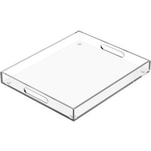 Extra Large Serving Tray with Handles, Acrylic Tray for Food, Drinks, Snacks and Appetizer, Rectangular Trays for Eating, Lucite & Coffee Table Trays, Acrylic Makeup Organizer 16"x20"