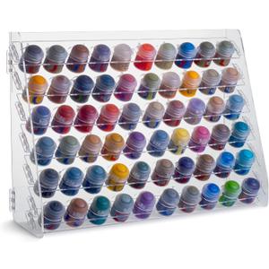 Plydolex Paint Rack for Wall - Suitable for Warhammer 40K, DnD, Pathfinder and Other Miniatures and Figurines - 60 Holes for Citadel Paint Bottles - Acrylic Organizer for Wall and Desk