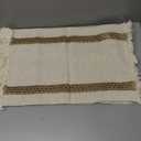 FEXIA Boho Placemats Set of 4, Macrame Table Decor Farmhouse Style Placemats in Natural Cotton Burlap, for Kitchen and Dining Table Centerpiece Home Decorations（Beige & Brown）