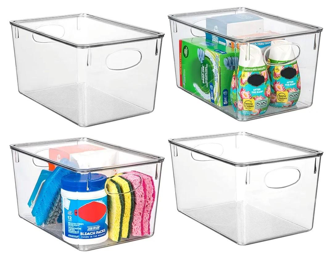 ClearSpace Plastic Storage Bins With lids, 4 Pack – Perfect Pantry Organization and Storage – Fridge Organizer, Pantry Storage Containers and Storage Bins, Cabinet Organizers