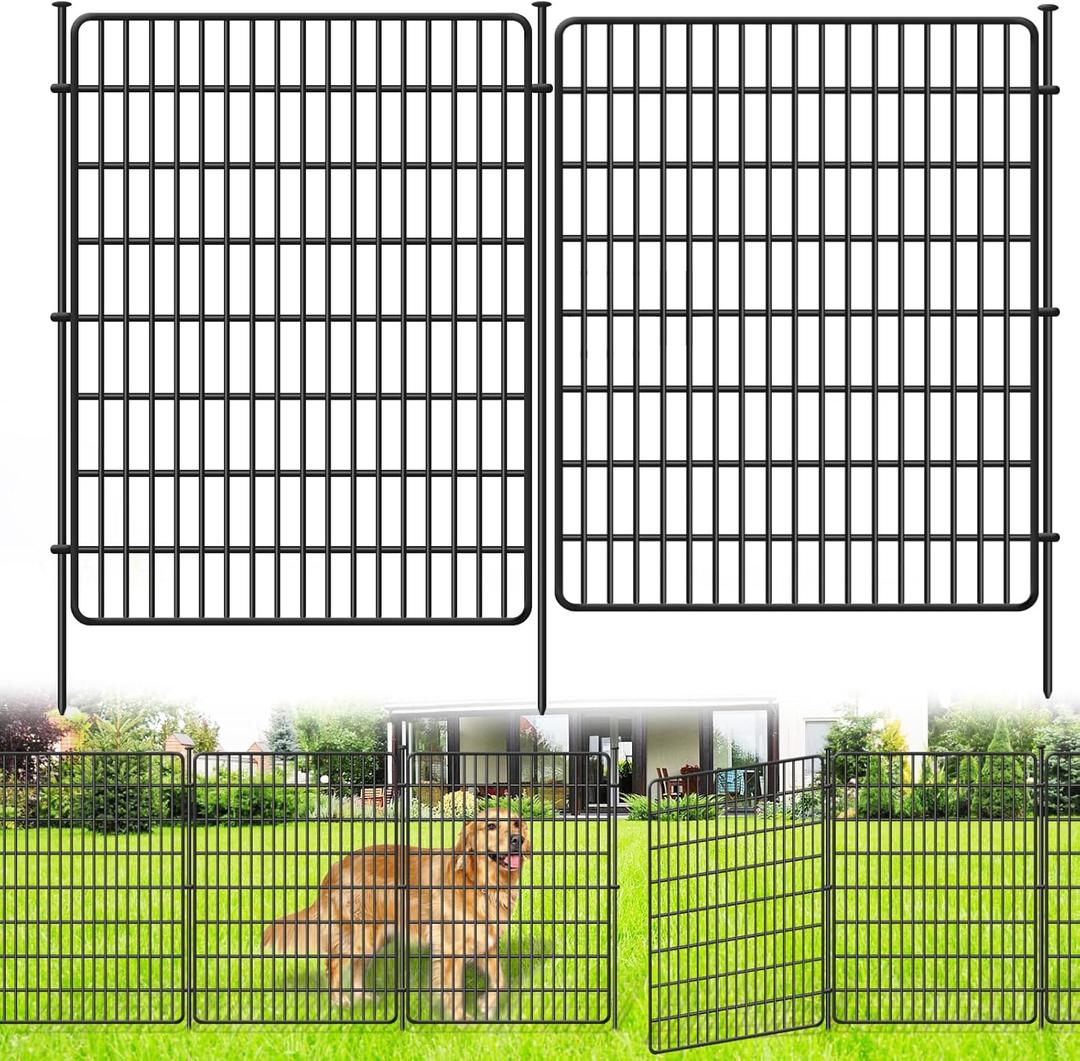 15 Panels No Dig Fence, 32 in(H) X 36 ft(L) Garden Decorative Fence Animal Barrier for Dogs, Rustproof Metal Garden Edging Border for Outdoor, Yard, Patio, Black